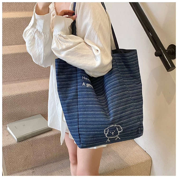 Striped canvas bag large capacity casual shoulder bag crossbody bag