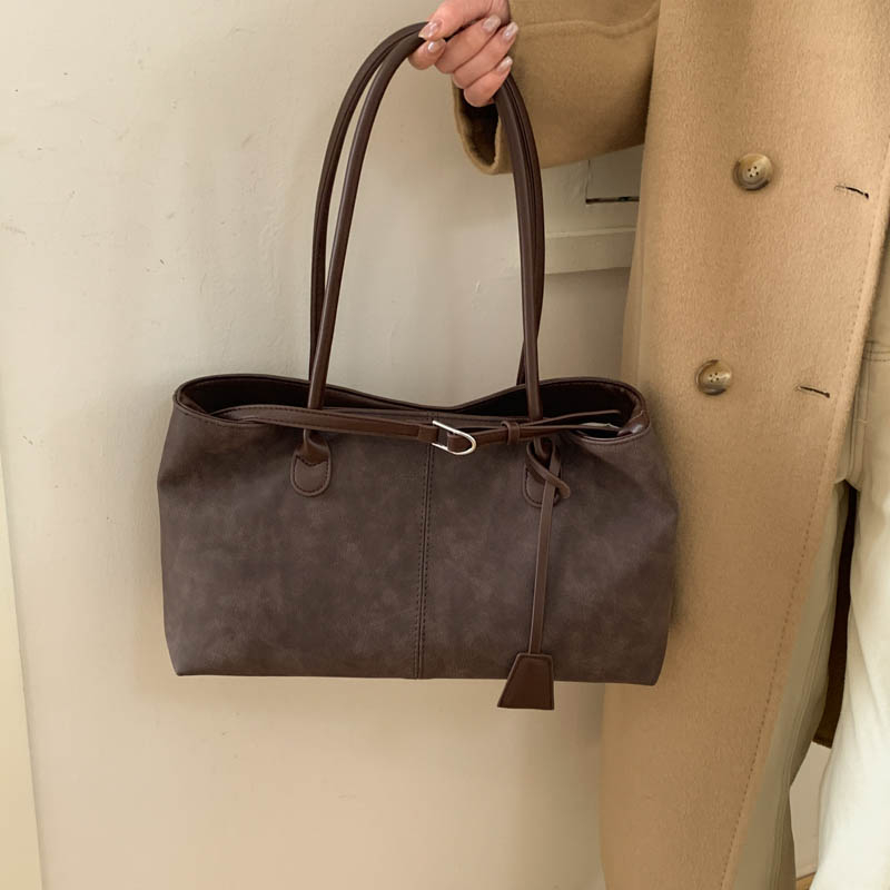 Retro PU large capacity tote bag